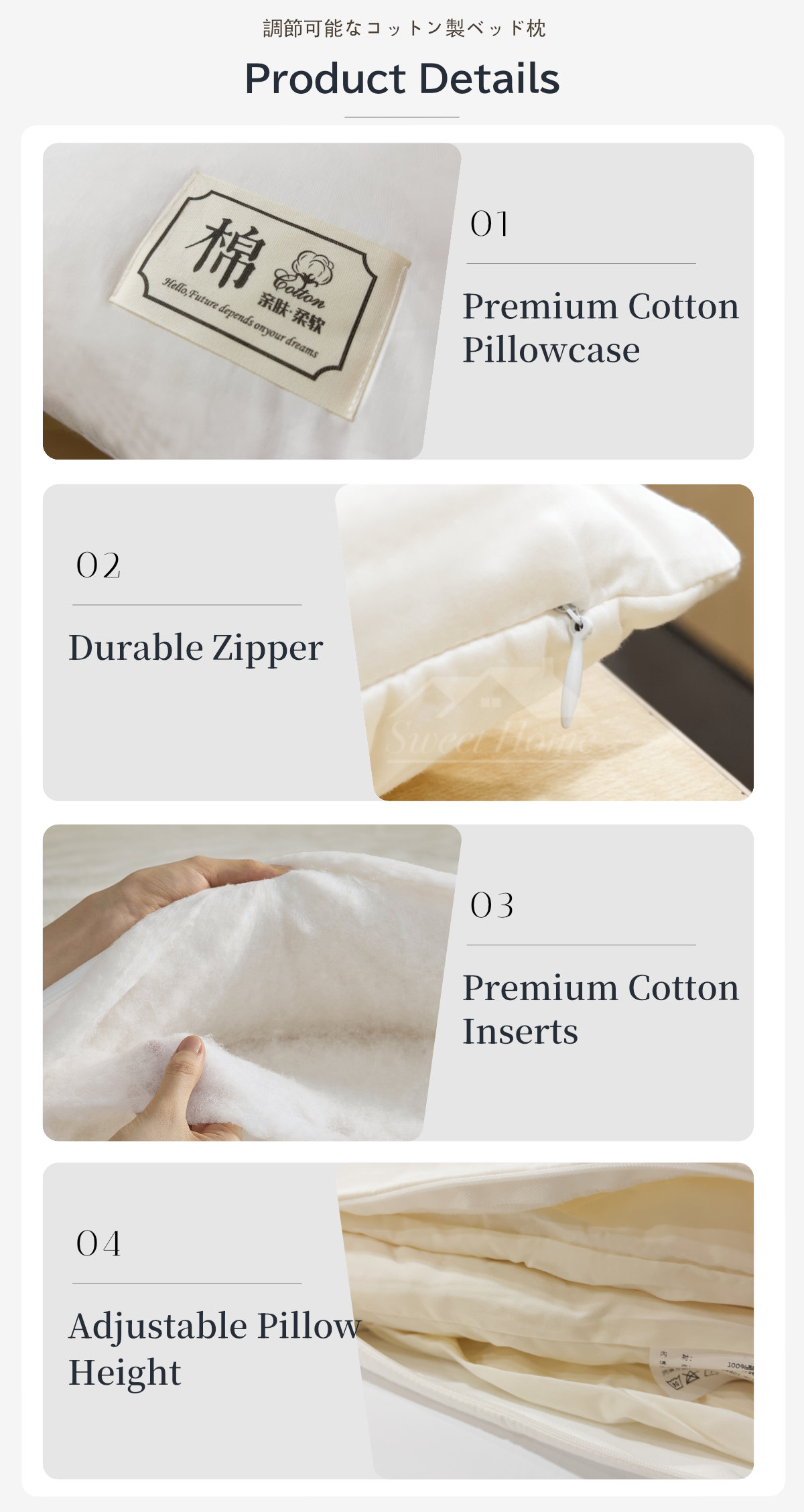 Adjustable Cotton Bed Pillow-9